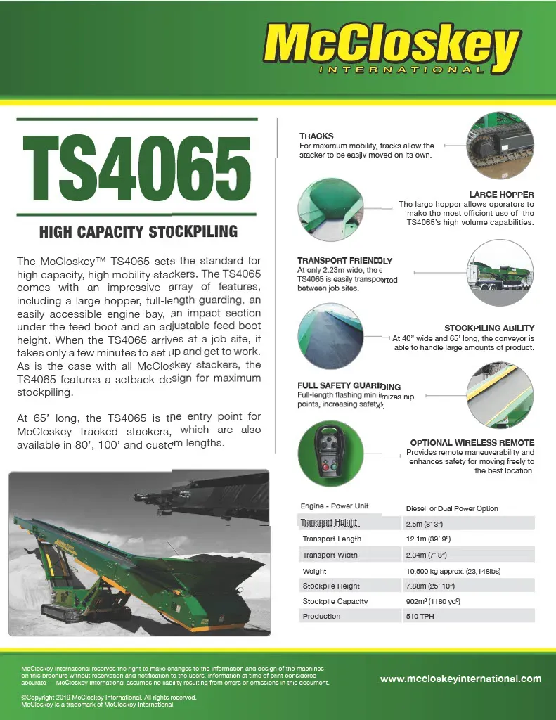 2021 MCCLOSKEY TS4065 